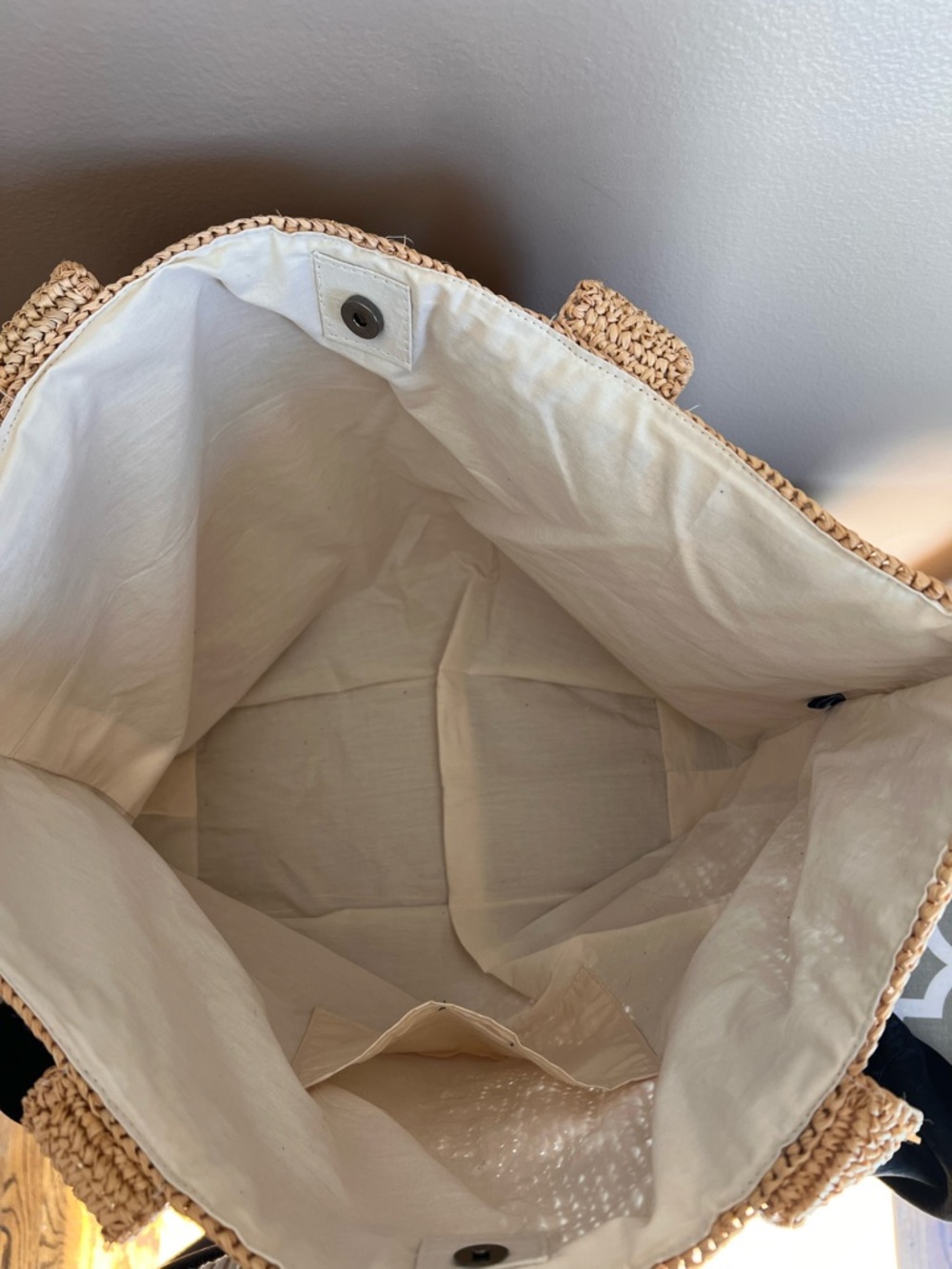 Hatattack Straw Tote Beach Bag - Natural Beige & Cream - Picture 9 of 9